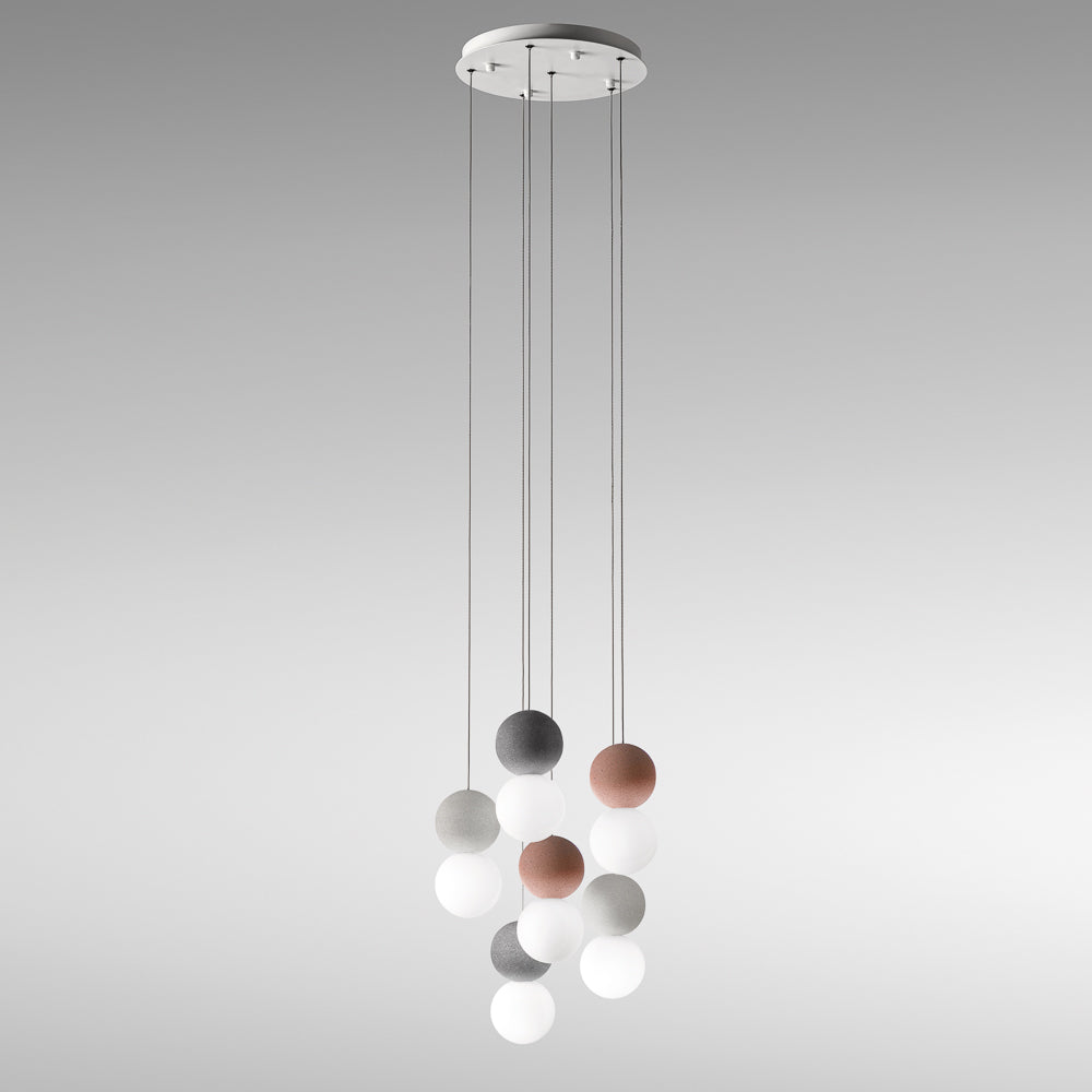 GEALUCE Sospensione con montatura in metallo satinato bianco 6xG9 non incl. SFERA GEALUCE Sospensione con montatura in metallo satinato bianco 6xG9 non incl. SFERA